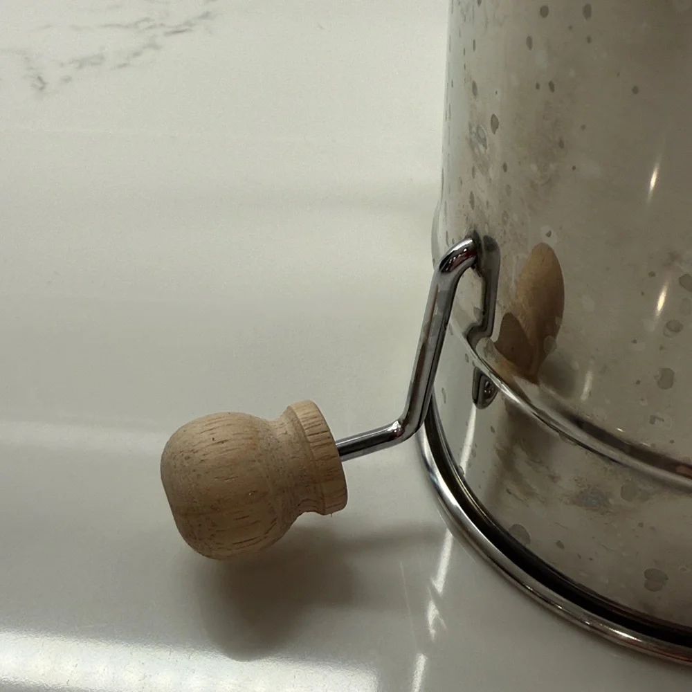 Williams Sonoma Stainless Steel Hand-Crank Sifter with Wooden Handle